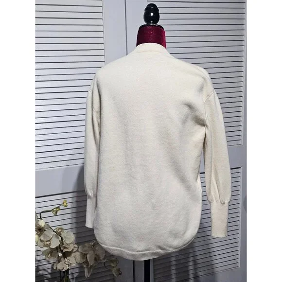 Cedric Charlier Women's Ivory Wool Cashmere High-Low Sweater Pullover Sz 6 3176 - Picture 6 of 13